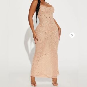 Rhinestone Mesh Maxi Dress